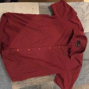 Large maroon casual shirt sleeve button down